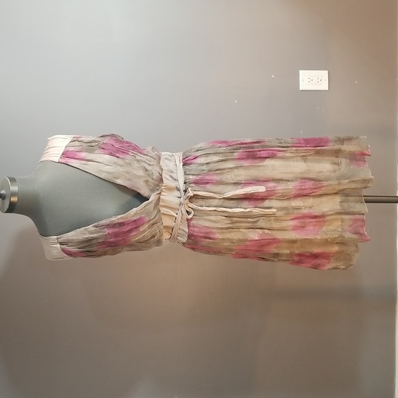 Floral dress.  No label.  Guessing size 7 rose brown - Picture 1 of 11